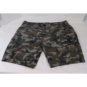 Iron Flex Shorts Men's 40 Green Camo 8 Pockets Cargo Hunting Fishing 98% Cotton